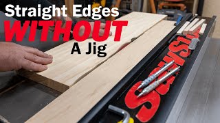 Table Saw Jointing WITHOUT A JIG  How To Joint Wood Without A Jointer [upl. by Elisabet396]