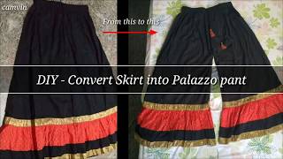 DIY  Convert Skirt into Palazzo Pant  ReFashion your old dresses  Reuse Projects [upl. by Aurita]