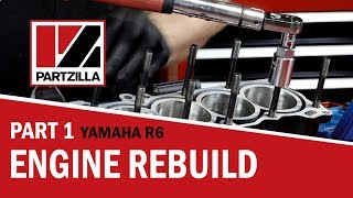 Yamaha R6 Engine Rebuild Part 1 Bottom End to Piston Install  Partzillacom [upl. by Notyad]