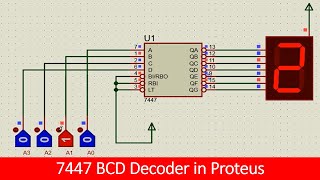 how to simulate 7447 BCD decoder in Proteus tutorial [upl. by Trevorr300]