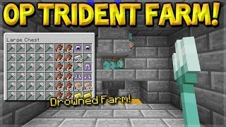 Minecraft How To Build the Most OP Drowned Trident Farm Nautilus Shell Gold PE Xbox Switch PC [upl. by Frederico]