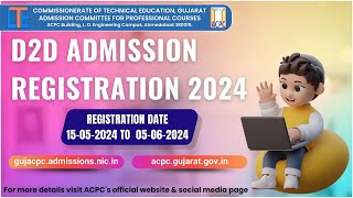 ACPC  D2D Admission Registration Process 2024 Diploma to Degree Engineering  Pharmacy [upl. by Baudin709]