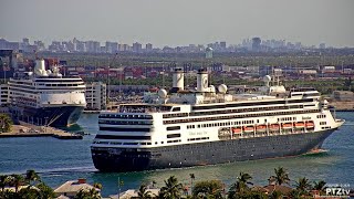 Holland America Lines MS ZAANDAM amp MS ROTTERDAM Arriving into Port Everglades  422020 [upl. by Elamor]