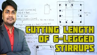 Cutting Length of 6 Legged Stirrups in Column and Beam in Details  BBS Bar Bending Schedule [upl. by Rehtnug320]