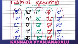 Vyanjanagalu In kannada  Kannada Vyanjanagalu  Vargeeya Avargeeya Vyanjanagalu  Kannada Alphabets [upl. by Iralav904]