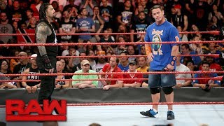 John Cena returns to Raw for a confrontation with Roman Reigns Raw Aug 21 2017 [upl. by Haerb988]