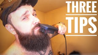 3 BEST Tips for using a Beard Straightener Heat Brush [upl. by Lezah]