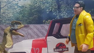 Dilophosaurus Attack Movie in Stop Motion  quotNedry Deathquot Jurassic Park Novel [upl. by Banwell]