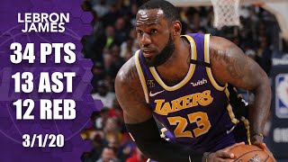 LeBron James records tripledouble in Lakers vs Pelicans  201920 NBA Highlights [upl. by Lierbag]