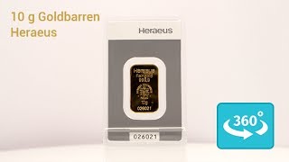 10 g pures Gold Heraeus Goldbarren in 360° Ansicht [upl. by Leatri402]