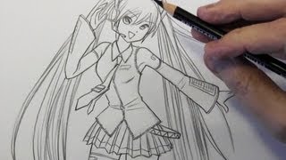 How to Draw Hatsune Miku Pt 1 Line Placement [upl. by Suinotna]