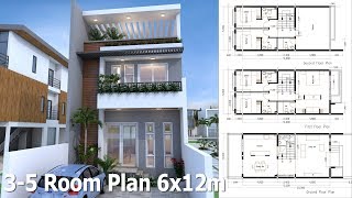 SketchUp 3 Story Home Plan 6x12m [upl. by Roswald123]