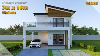 Small House Design  Simple House 7m x 10m 2 Storey  3 Bedroom [upl. by Hameean]