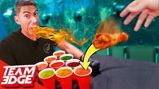 Spicy Cup Pong Challenge  Carolina Reaper Hot Sauce [upl. by Aelem159]