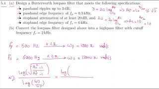 54 a and b Design a Butterworth lowpass filter that meet specications [upl. by Yruoc174]