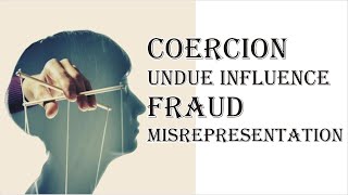 Coercion Undue Influence Fraud Misrepresentation  Indian Contract Act 1872  Law Guru [upl. by Adnaugal]