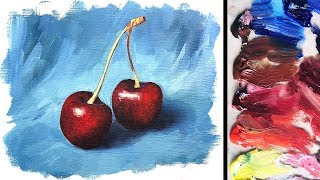 Oil Painting Basics Tutorial For Beginners  Realistic Cherries [upl. by Enala]