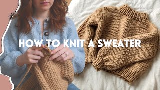 How To Knit a Chunky Sweater  Beginner Friendly Step by Step DIY Tutorial [upl. by Linzer299]