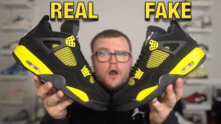 GREAT FAKES Air Jordan 4 Thunder FAKE VS REAL [upl. by Devitt783]