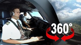 360° cockpit view  SWISS Airbus A320  Geneva – Zurich [upl. by Amathist]