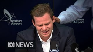 Steve Smith breaks down during ball tampering press conference  ABC News [upl. by Harald466]