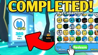 COMPLETED Pet Collection amp MAX PETS EQUIPPED in Pet Simulator X [upl. by Anirdnajela]