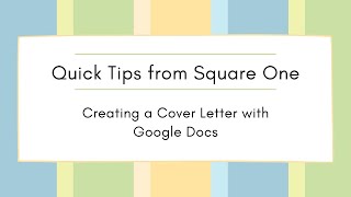 Creating a Cover Letter with Google Docs [upl. by Emyle42]