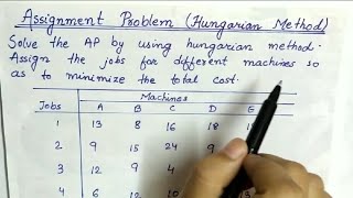 Lec29 Assignment Problem Hungarian Method  In Hindi  Operation Research [upl. by Carbone]