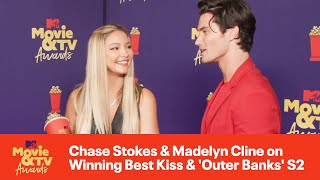 Chase Stokes amp Madelyn Cline on Winning Best Kiss amp Outer Banks S2  2021 MTV Movie amp TV Awards [upl. by Hayotal]