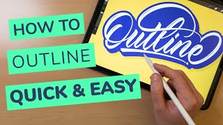 How To Outline Lettering In Procreate Quick amp Easy [upl. by Enirtak720]