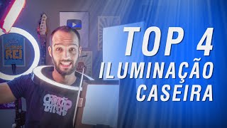 ILUMINAÇÃO CASEIRA  TOP 4 LIFE HACKS Para vídeo e foto [upl. by Nylram]