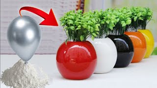 DIY White Cement Flower Pot  Paper Easy Cement Pottery Making [upl. by Nosneh]