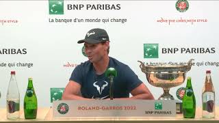 Rafael Nadal Press conference after his victory at RG22 [upl. by Englis371]