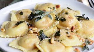 HOW TO MAKE BUTTERNUT SQUASH RAVIOLI [upl. by Anavlis658]