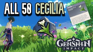 ALL 50 Cecilia Locations  Complete Guide amp Efficient Route  Genshin Impact Mondstadt [upl. by Salisbury]