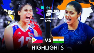 🇮🇳 INDIA vs PHILIPPINES 🇵🇭  Highlights  AVC Challenge Cup 2024 [upl. by Aelc]