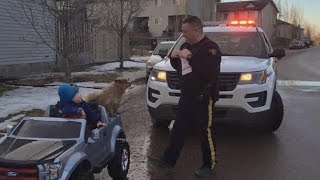 Police Officer Pulls Over 3YearOld Speeding In Toy Convertible [upl. by Bamberger829]