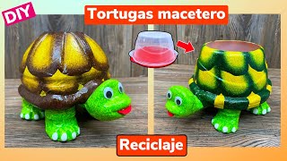 DIY  Cómo hacer TORTUGAS para macetas o para lápices  Reciclaje [upl. by Mackay]