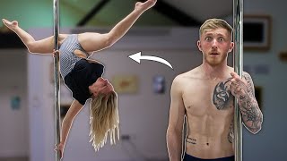 Gymnast tries POLE DANCING ft Bendy Kate [upl. by Garap]