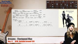 🎸 Dreams  Fleetwood Mac Guitar Backing Track with chords and lyrics [upl. by Roselba]