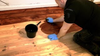 How to Stain a Wooden Floor pro method for DIY [upl. by Avictor]