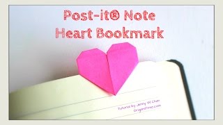 Valentines Day Craft  DIY Heart Bookmark with PostitR Notes How to Fold Paper Origami Heart [upl. by Bethina209]