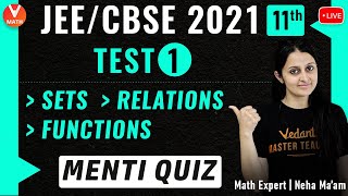 Sets Relations amp Functions Menti Quiz  Class 11  JEE Maths  JEECBSE 2021  Vedantu [upl. by Selmner]