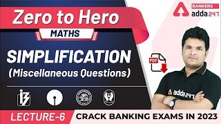 Simplification Miscellaneous Questions  Maths  Adda247 Banking Classes  Lec6 [upl. by Ordnajela]