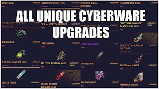 Cyberpunk 2077 All Legendary and Unique Cyberware Upgrades From all 14 Ripperdocs [upl. by Ardnoid]