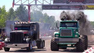 2021 Great Lakes Big Rig Challenge drag racing exhibition runs Onaway Michigan [upl. by Anahsak]