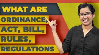 Difference between an Act Bill Ordinance Rules Regulations  Explained [upl. by Eillat]