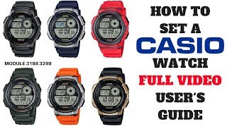 HOW TO SET A CASIO WATCH FULL VIDEO USERS GUIDE [upl. by Jasmina]