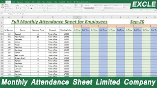 Monthly Attendance sheet for Limited Company employees Advance Formula [upl. by Anitsim496]