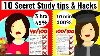 10 SECRET STUDY TIPS TO SCORE HIGHEST IN EXAMS  FASTEST WAY TO COVER ENTIRE SYLLABUS  STUDY HACKS [upl. by Alcus]